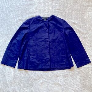 Ralph Lauren Navy Cotton Blazer Jacket Size 10 Black Label Minimalist Classic